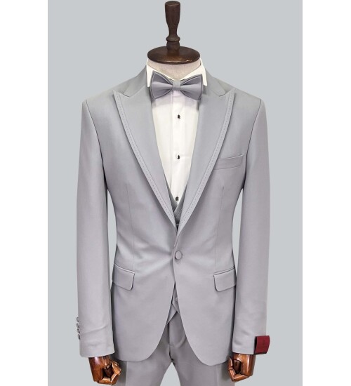 SUIT SARTORIA GRİ ÇIKMA SİVRİ YAKA DAMATLIK 5641