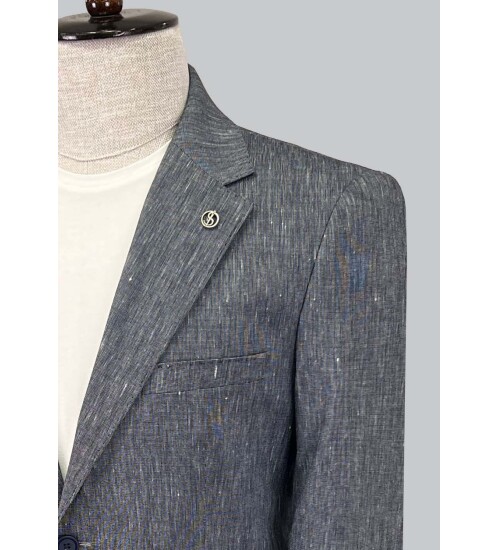 SUIT SARTORIA LINEN NAVY BLUE JACKET 4372