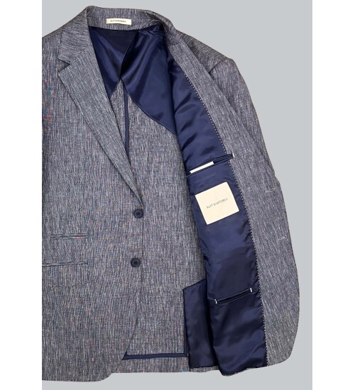 SUIT SARTORIA LINEN NAVY BLUE JACKET 4372