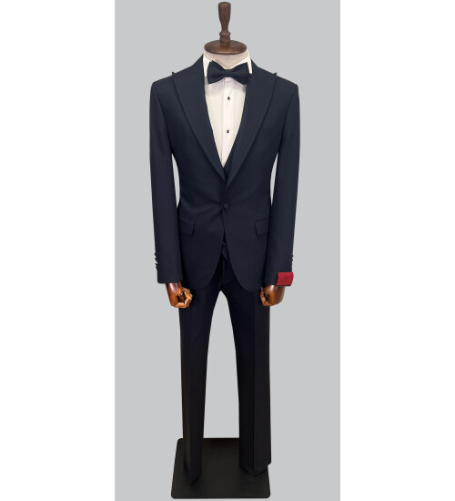 SUIT SARTORIA LACİVERT ÇIKMA SİVRİ YAKA DAMATLIK 5641