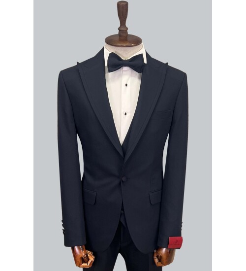 SUIT SARTORIA LACİVERT ÇIKMA SİVRİ YAKA DAMATLIK 5641