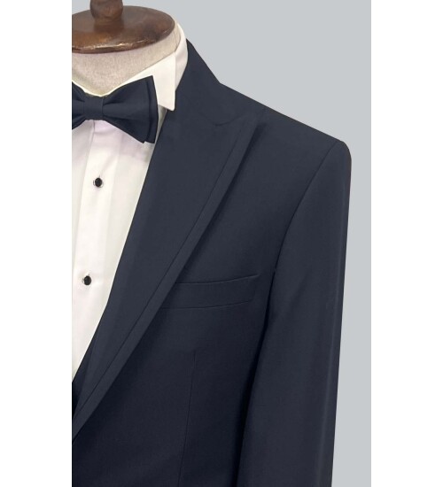 SUIT SARTORIA LACİVERT ÇIKMA SİVRİ YAKA DAMATLIK 5641