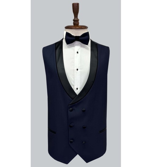 SUIT SARTORIA BIG SIZES REMOVABLE LAPEL NAVY BLUE TUXEDO 5539