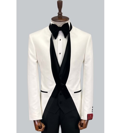 SUIT SARTORIA BEYAZ HAKİM YAKA DAMATLIK 5452