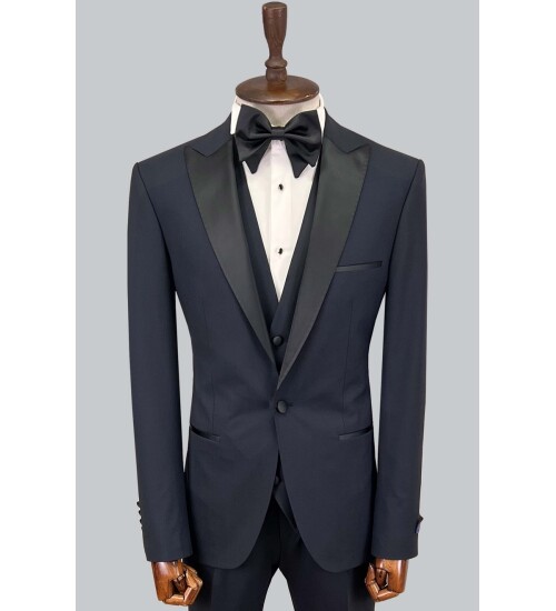 SUIT SARTORIA SİVRİ YAKA LACİVERT YÜNLÜ DAMATLIK 5624