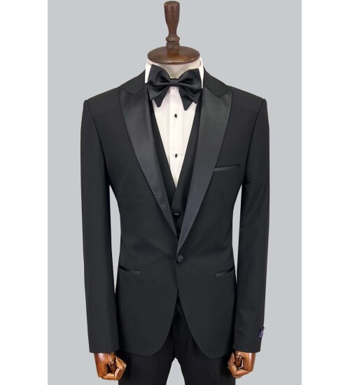 SUIT SARTORIA BLACK WOOL TUXEDO 5624