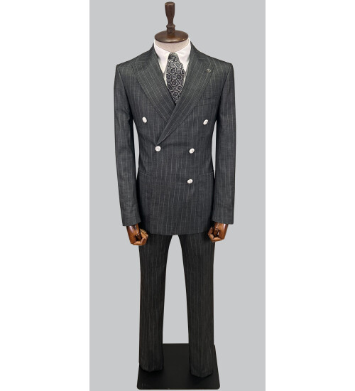 SUIT SARTORIA DARK GREY DOUBLE BREASED SUIT 2815