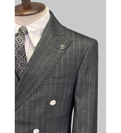 SUIT SARTORIA DARK GREY DOUBLE BREASED SUIT 2815