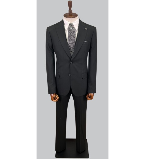 SUIT SARTORIA BLACK SUIT WITH REVERSIBLE VEST 2810