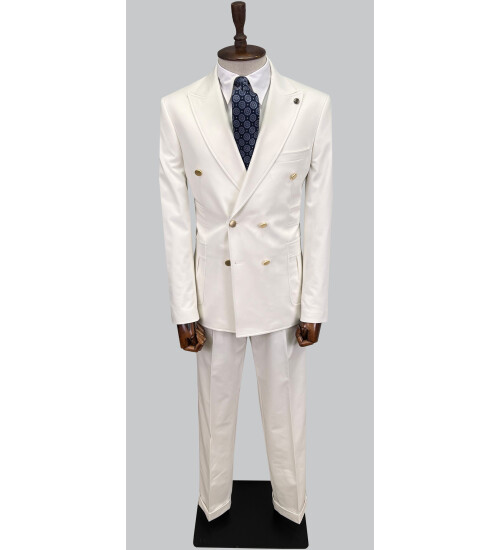 SUIT SARTORIA WHITE DOUBLE BREASTED SUIT 2802