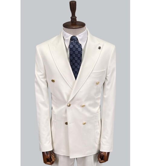 SUIT SARTORIA WHITE DOUBLE BREASTED SUIT 2802