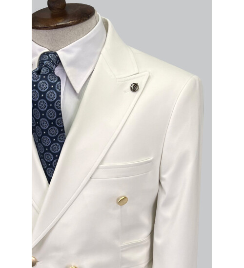 SUIT SARTORIA WHITE DOUBLE BREASTED SUIT 2802