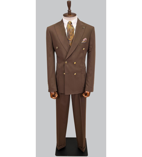 SUIT SARTORIA BROWN DOUBLE BREASTED SUIT 2802