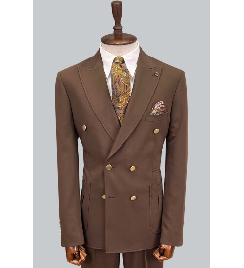 SUIT SARTORIA BROWN DOUBLE BREASTED SUIT 2802