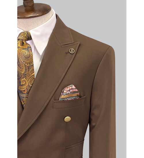 SUIT SARTORIA BROWN DOUBLE BREASTED SUIT 2802