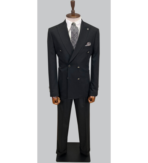 SUIT SARTORIA BLACK DOUBLE BREASTED SUIT 2802