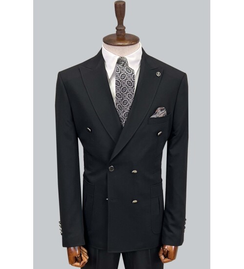 SUIT SARTORIA BLACK DOUBLE BREASTED SUIT 2802