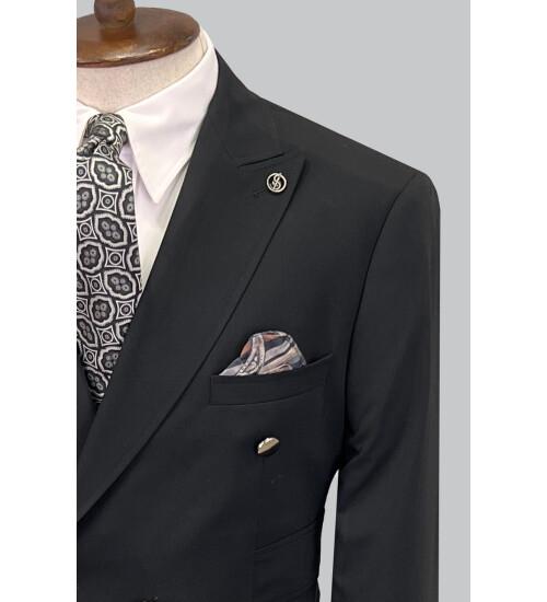 SUIT SARTORIA BLACK DOUBLE BREASTED SUIT 2802