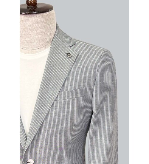 SUIT SARTORIA LACİVERT KETEN CEKET 4455