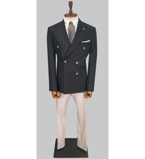 SUIT SARTORIA BLACK DOUBLE BREASTED SUIT 2606