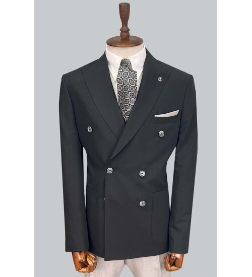 SUIT SARTORIA BLACK DOUBLE BREASTED SUIT 2606