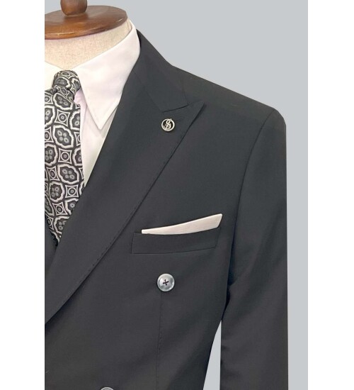 SUIT SARTORIA BLACK DOUBLE BREASTED SUIT 2606