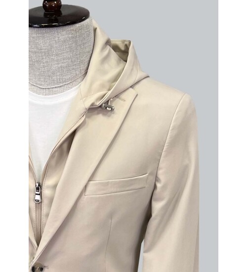 SUIT SARTORIA HOODED LAPEL BEIGE PERFORMANCE SUIT 2630