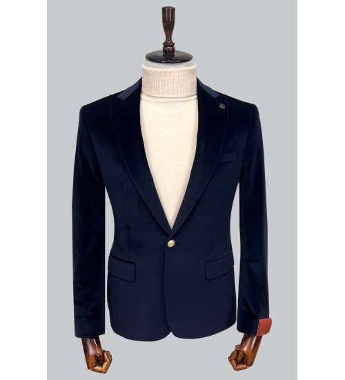 SUIT SARTORIA NAVY BLUE VELVET JACKET 4412