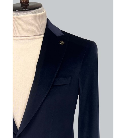 SUIT SARTORIA NAVY BLUE VELVET JACKET 4412