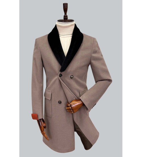 SUIT SARTORIA REMOVABLE COLLAR BROWN COAT 8082