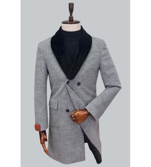 SUIT SARTORIA REMOVABLE COLLAR GREY COAT 8082