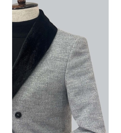 SUIT SARTORIA REMOVABLE COLLAR GREY COAT 8082