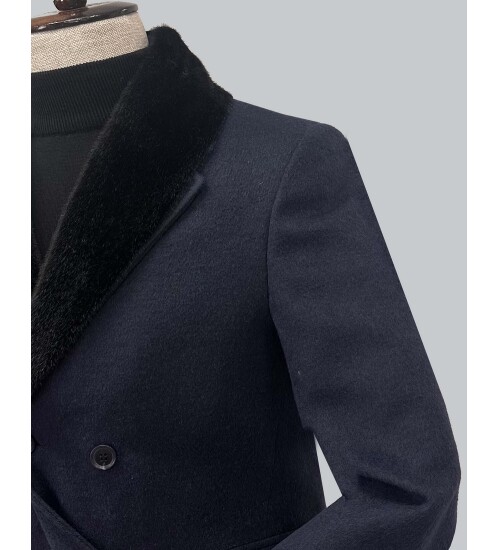 SUIT SARTORIA REMOVABLE COLLAR NAVY BLUE COAT 8082