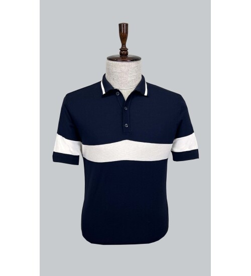 SUIT SARTORIA NAVY BLUE SHORT SLEEVE KNITWEAR T-SHIRT 9023