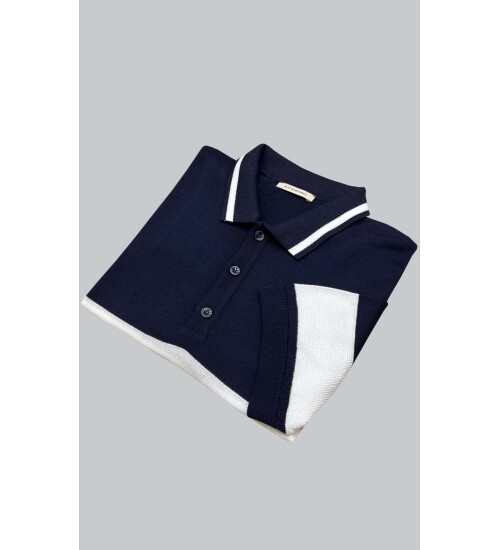 SUIT SARTORIA NAVY BLUE SHORT SLEEVE KNITWEAR T-SHIRT 9023