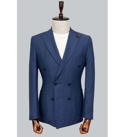 SUIT SARTORIA NAVY BLUE LINEN JACKET 4343