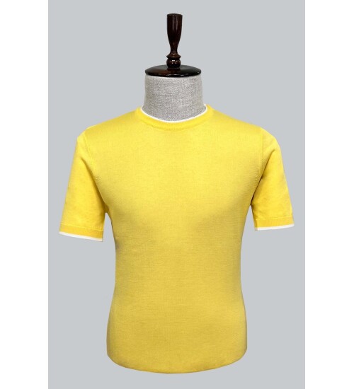 SUIT SARTORIA YELLOW SHORT SLEEVE KNITWEAR T-SHIRT 9017