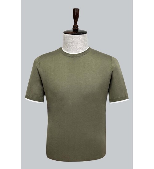 SUIT SARTORIA KHAKI SHORT SLEEVE KNITWEAR T-SHIRT 9017