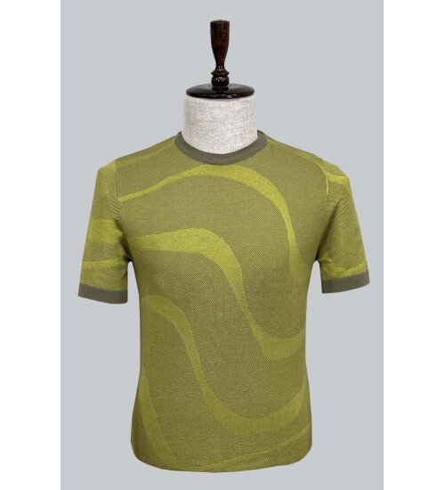 SUIT SARTORIA GREEN SHORT SLEEVE KNITWEAR T-SHIRT 9027