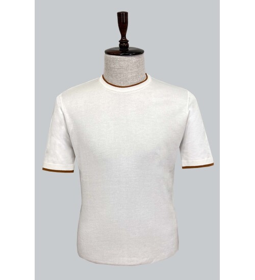 SUIT SARTORIA WHITE SHORT SLEEVE KNITWEAR T-SHIRT 9017