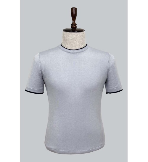 SUIT SARTORIA LIGHT GREY SHORT SLEEVE KNITWEAR T-SHIRT 9017