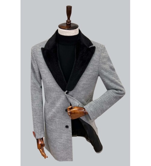 SUIT SARTORIA REMOVABLE COLLAR GREY COAT 8083