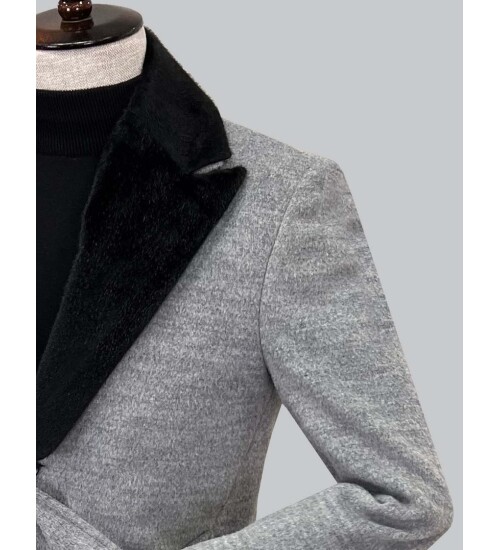 SUIT SARTORIA REMOVABLE COLLAR GREY COAT 8083