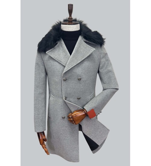 SUIT SARTORIA REMOVABLE COLLAR GREY COAT 8090