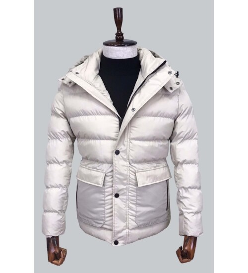 BEIGE HOODED COAT 8092