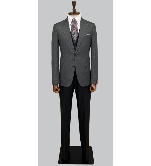 SUIT SARTORIA DARK GREY SUIT WITH DOUBLE FACED VEST