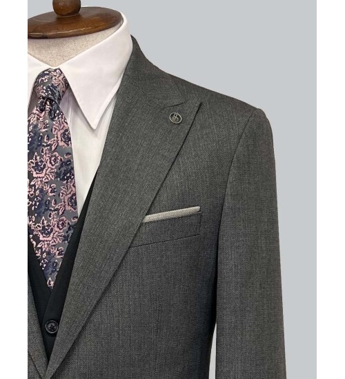 SUIT SARTORIA DARK GREY SUIT WITH DOUBLE FACED VEST