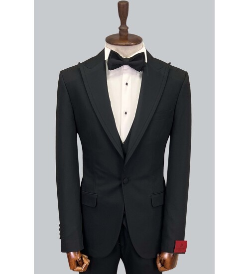 SUIT SARTORIA BLACK REMOVABLE LAPEL TUXEDO 5641