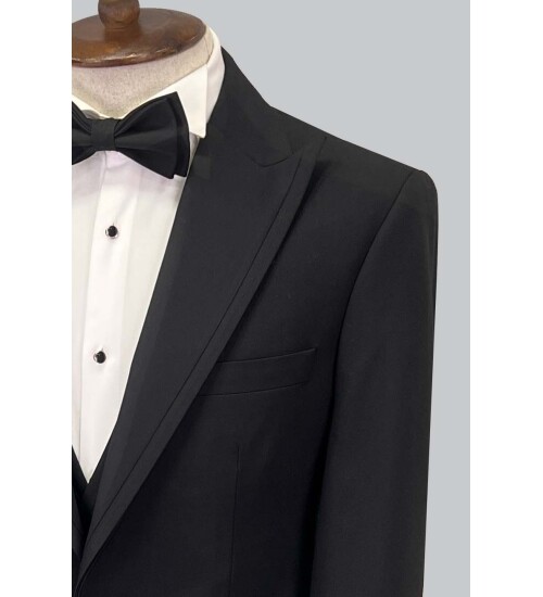 SUIT SARTORIA BLACK REMOVABLE LAPEL TUXEDO 5641