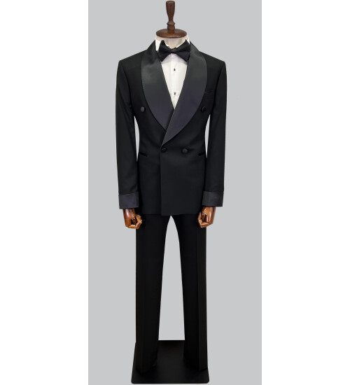 SUIT SARTORIA SİYAH ŞAL YAKA KRUVAZE DAMATLIK 5642